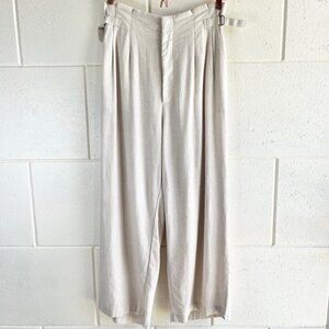 Abercrombie & Fitch Linen Wide Leg Lightweight Paperbag Pants Size Medium Beige